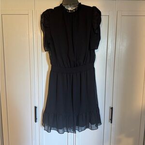 Classic Black Ruffle-Trim Women's Dress